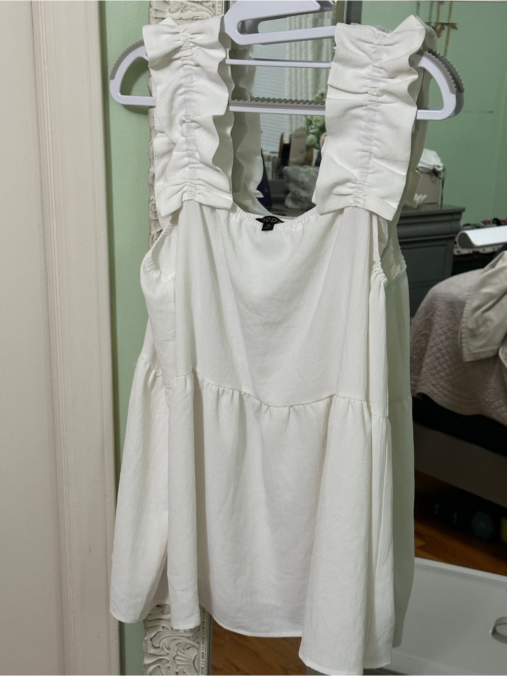 Oddy White Ruffle Strap Top | Plus Size | Women’s 1XL